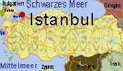 Lageplan von Istanbul auf der Landkarte der Türkei.