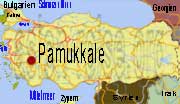 Lageplan von Pamukkale auf der Landkarte der Türkei.