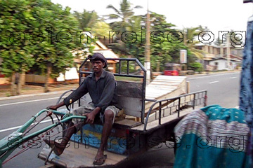 Die bestellten Möbel werden in Sri Lanka geliefert mit dem Traktor Einachser mit Anhänger wie man auf dem Bild erkennen kann.