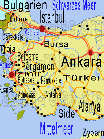Interaktive Landkarte Türkei.